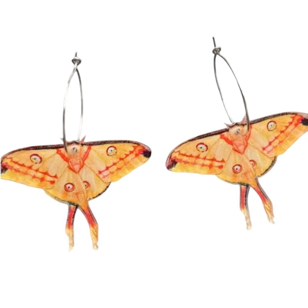 Yellow Moth Dangle Earrings